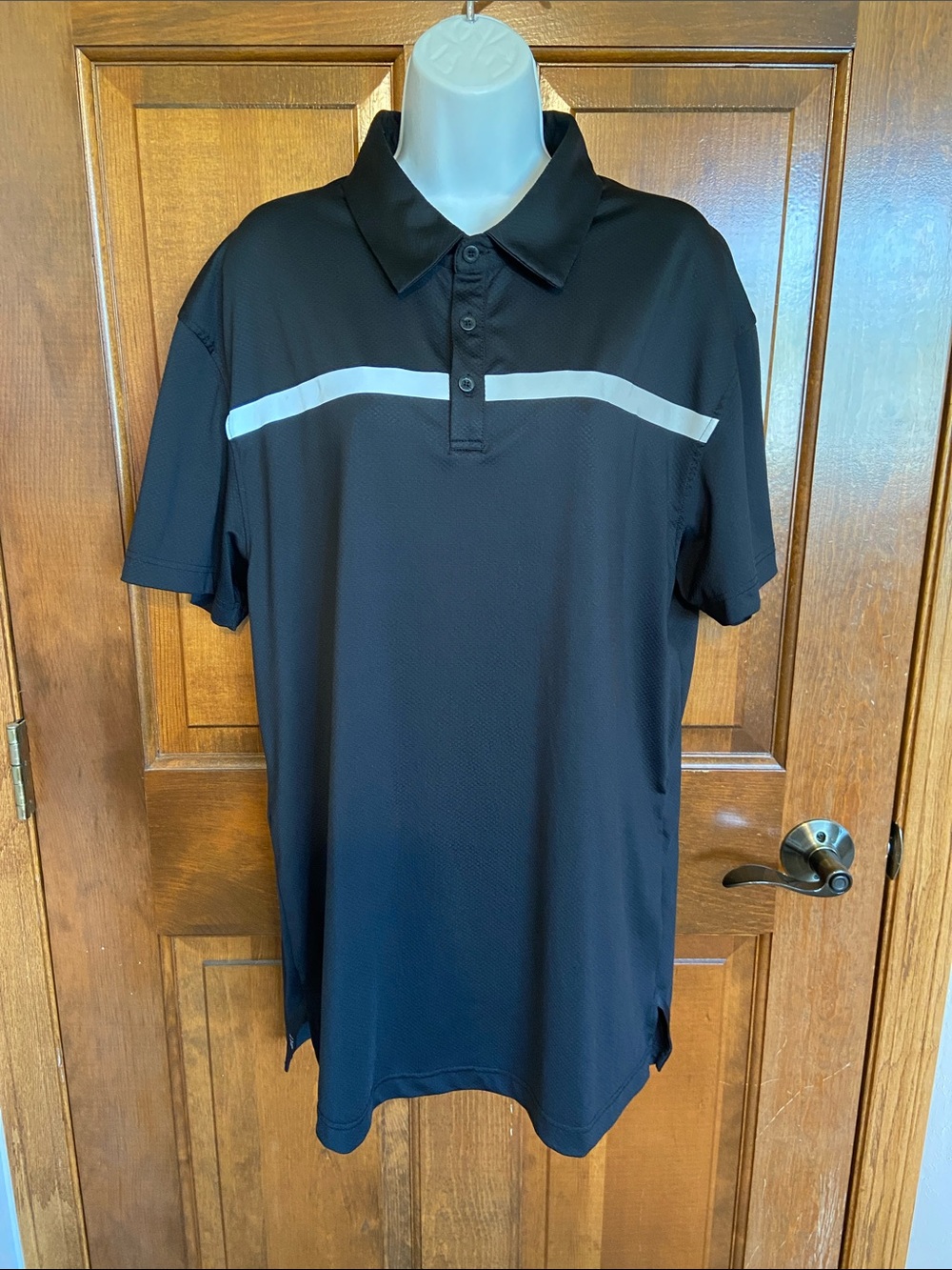 BYLT Polo Shirt Mens Premium Basics Golf Shirt Navy blue with stripe Size XL